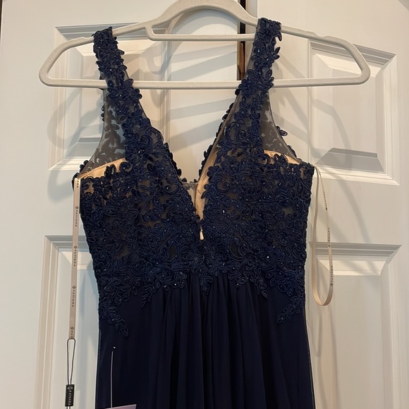 Faviana 8000 Navy Dress - Picture 5 of 5